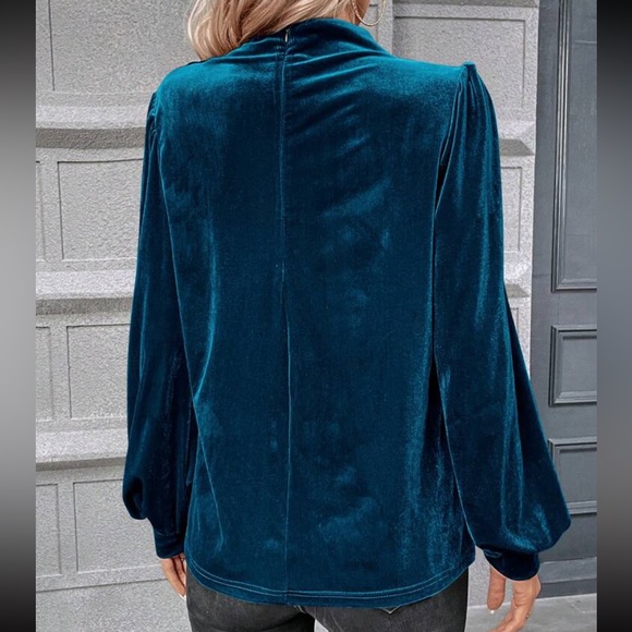 Luxe Velvet Cowl Neck Top Blouse Shirt - Picture 10 of 16
